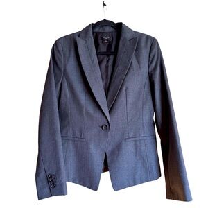 Ann Taylor One Button Gray Blazer Tropical Wool Blend Lightweight Size‎ 6